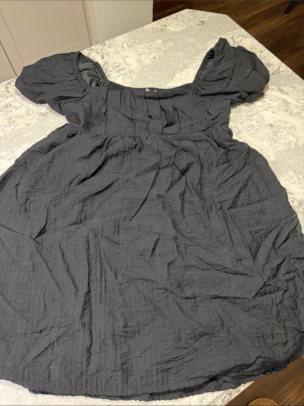 Aeropostale Puff Sleeve Square Neck Mini Dress - Charcoal Gray